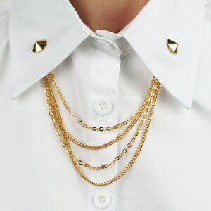 Gold Collar Clip -NEW- Sweater Pin Jacket Cardigan Guard Blouse Cape